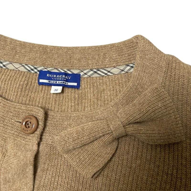 【高級】BURBERRY カーディガン リボン ノバチェック柄 ホースロゴ刺繍
