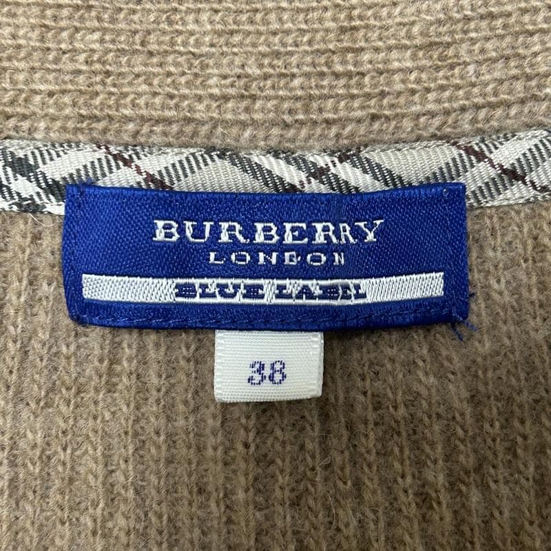 【高級】BURBERRY カーディガン リボン ノバチェック柄 ホースロゴ刺繍