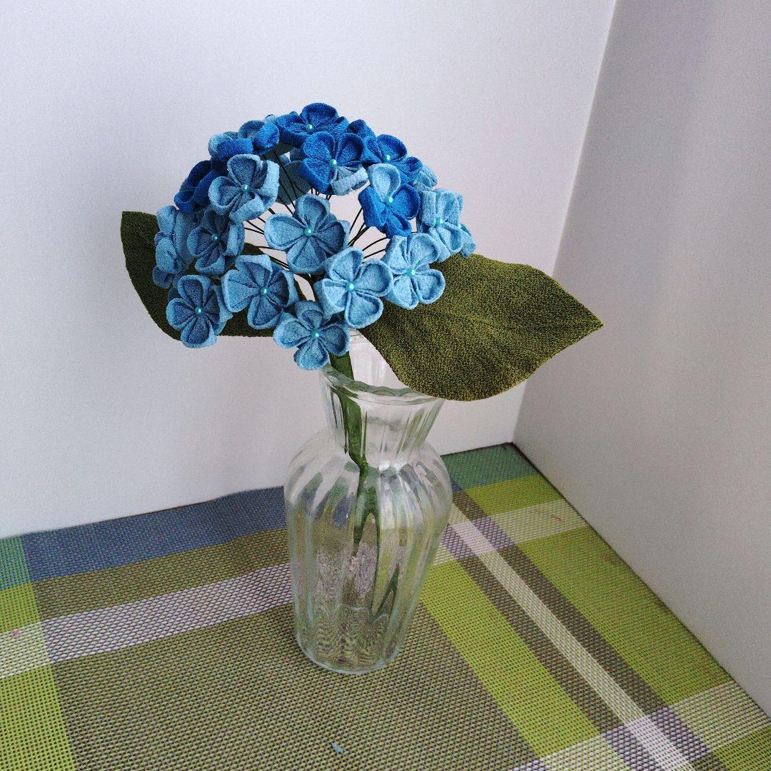 ムッチ　紫陽花　あじさい　つまみ細工　ちりめん細工　青系ピンク系　紫系