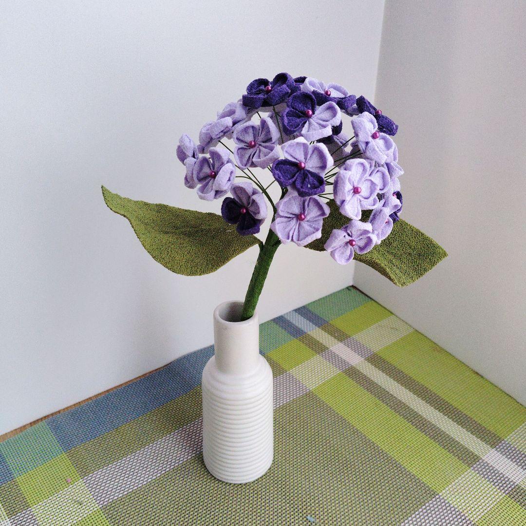 ムッチ　紫陽花　あじさい　つまみ細工　ちりめん細工　青系ピンク系　紫系