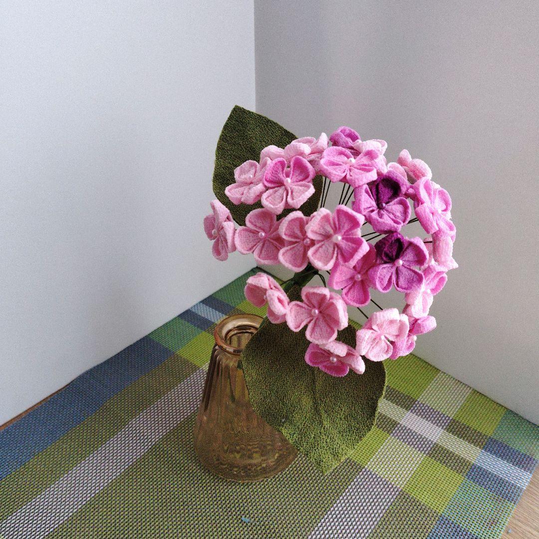 ムッチ　紫陽花　あじさい　つまみ細工　ちりめん細工　青系ピンク系　紫系