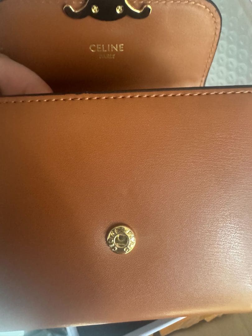 CELINE セリーヌ トリオンフ レザー 三つ折り 財布 ブラウン