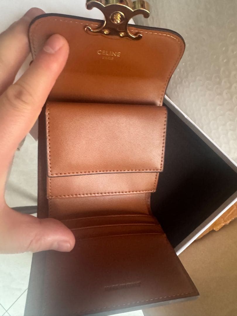 CELINE セリーヌ トリオンフ レザー 三つ折り 財布 ブラウン