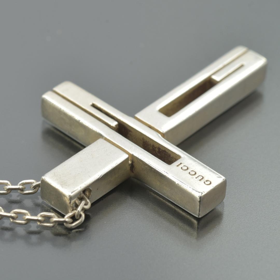磨き済◇グッチ Gモチーフ クロス ネックレス SV925 シルバー 箱付き