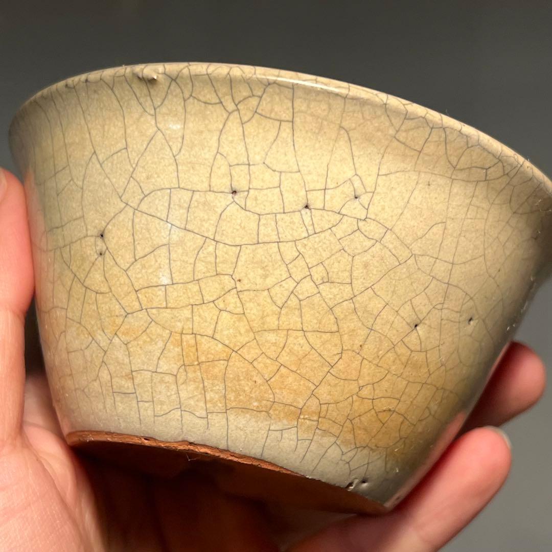 678.景仙 白貫入釉丸鉢 盆栽鉢 植木鉢 11*6cm