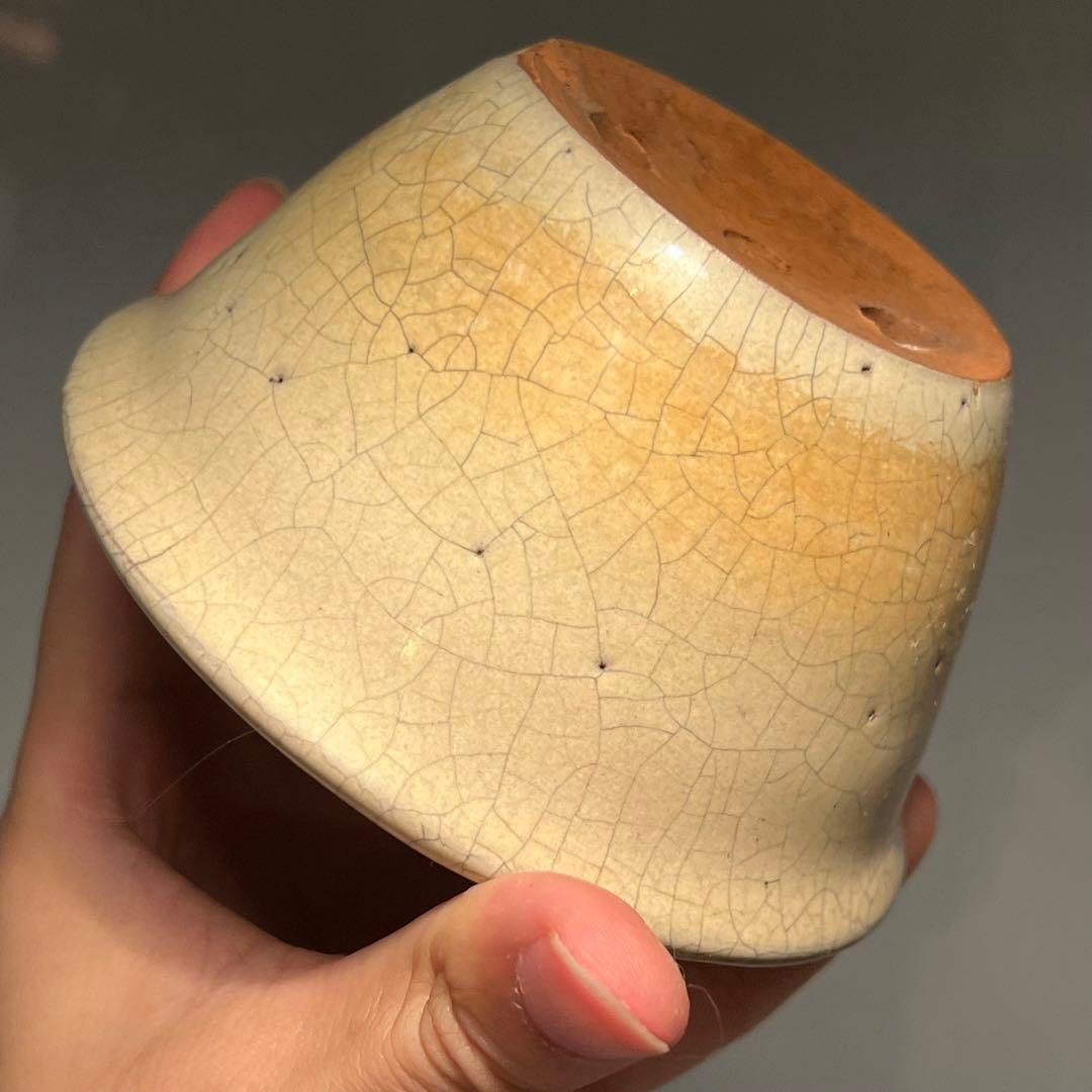 678.景仙 白貫入釉丸鉢 盆栽鉢 植木鉢 11*6cm