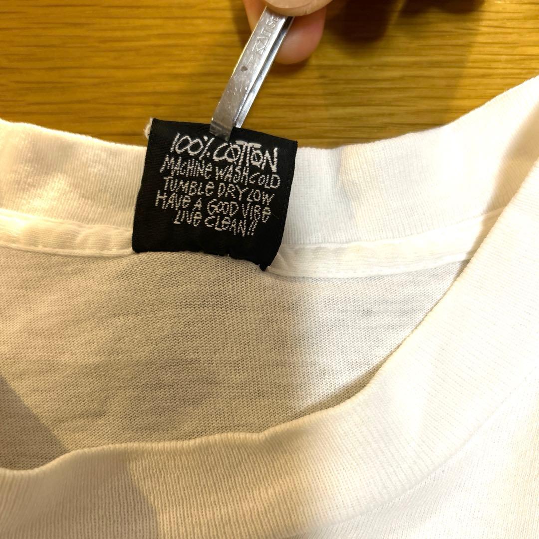 Old Stussy 80年台後期 黒タグ ベスパ 白色 Tシャツ Lサイズ