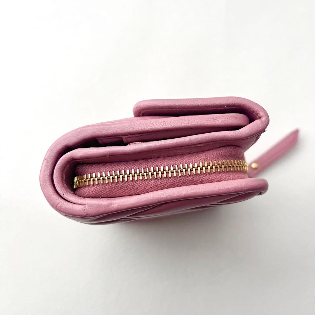miu miu マテラッセ 三つ折り財布 ミニウォレット ピンク 0202-④