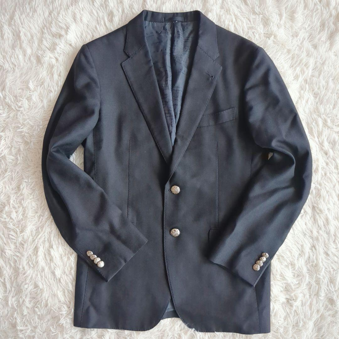 ポールスミス PAUL SMITH テーラードジャケット 紺ブレ 銀釦 世界地図