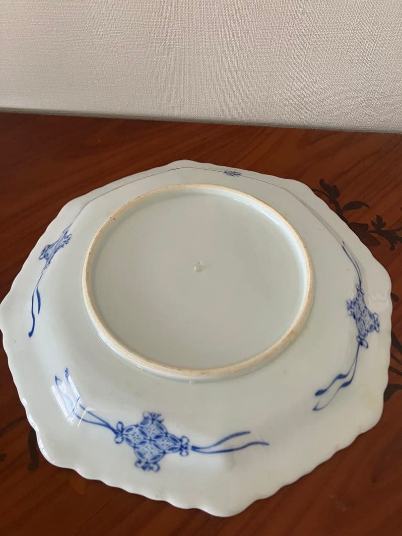 八角皿　古伊万里　麒麟紋様　染め付け21センチ