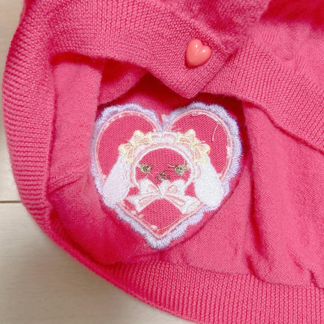 BABY なかよしくみゃちゃん柄 カーディガン チェリー