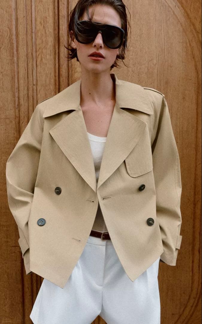 ZARA ショートトレンチコート　ショルダーパッド付き Sサイズ