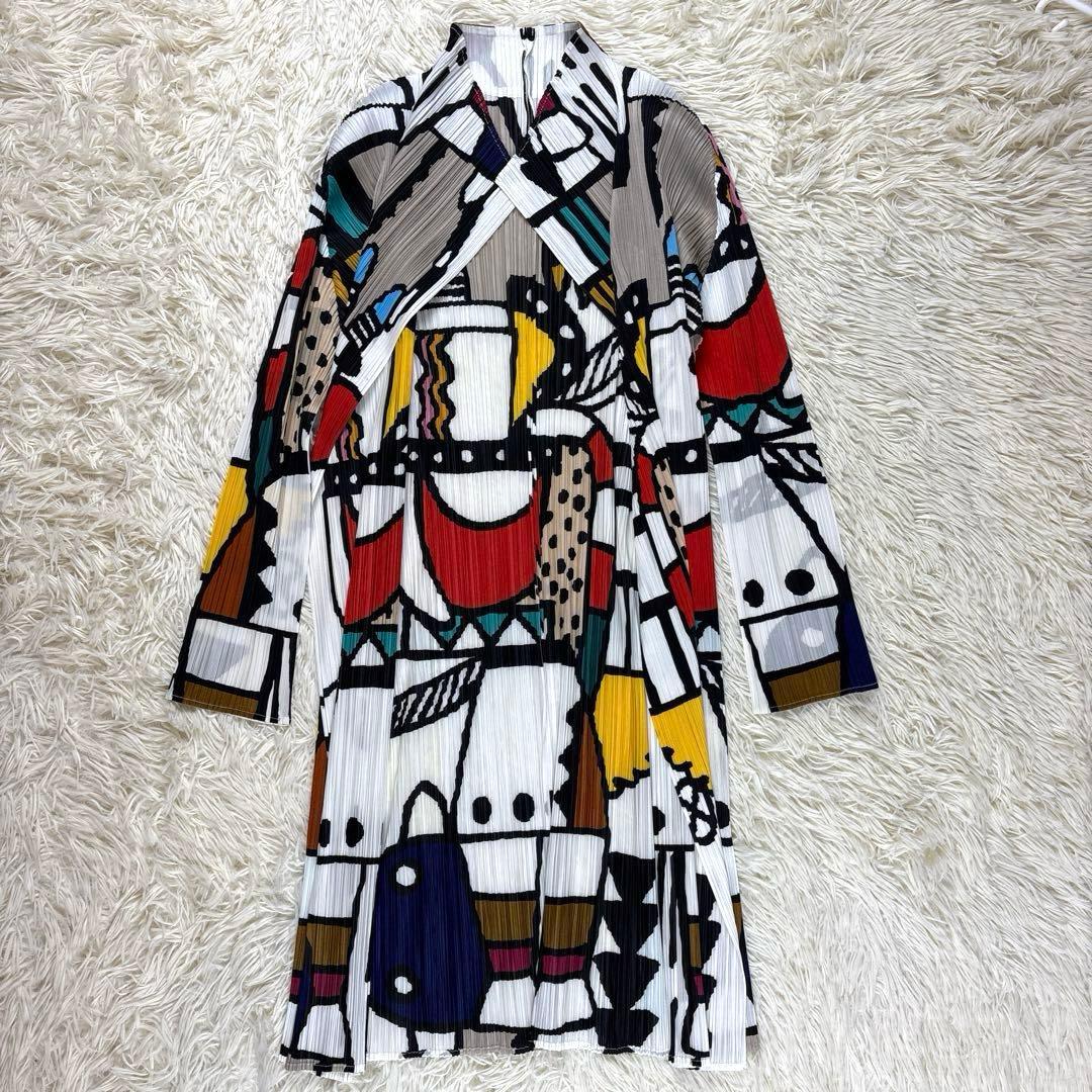 美品、PLEATS PLEASE、プリーツプリーズ、カーディガン、アート柄
