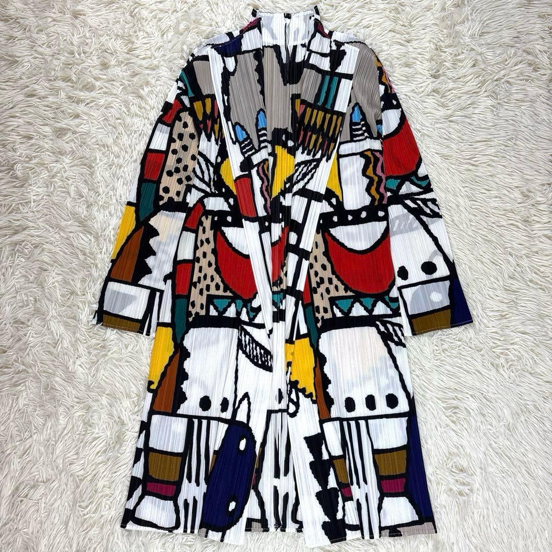 美品、PLEATS PLEASE、プリーツプリーズ、カーディガン、アート柄
