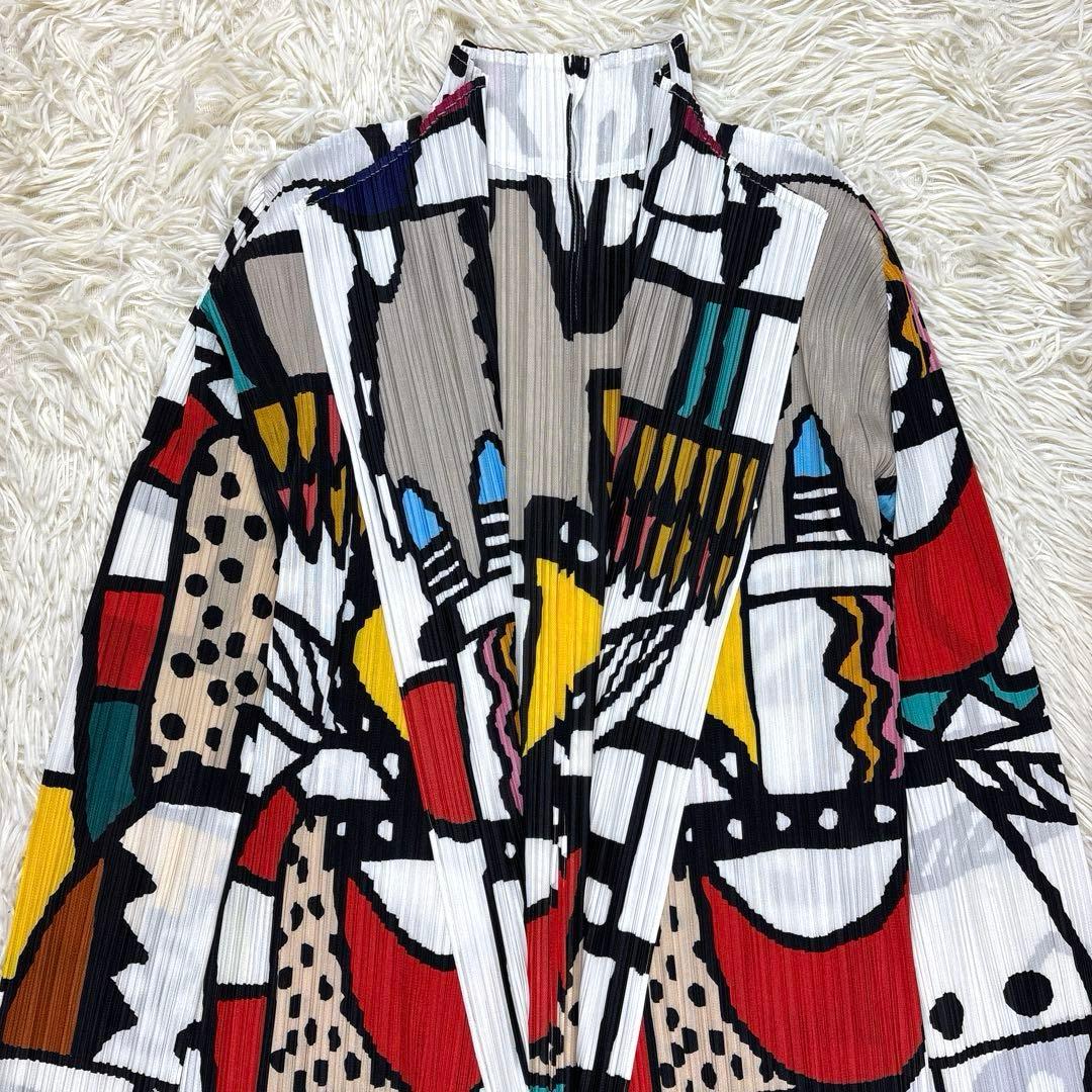 美品、PLEATS PLEASE、プリーツプリーズ、カーディガン、アート柄