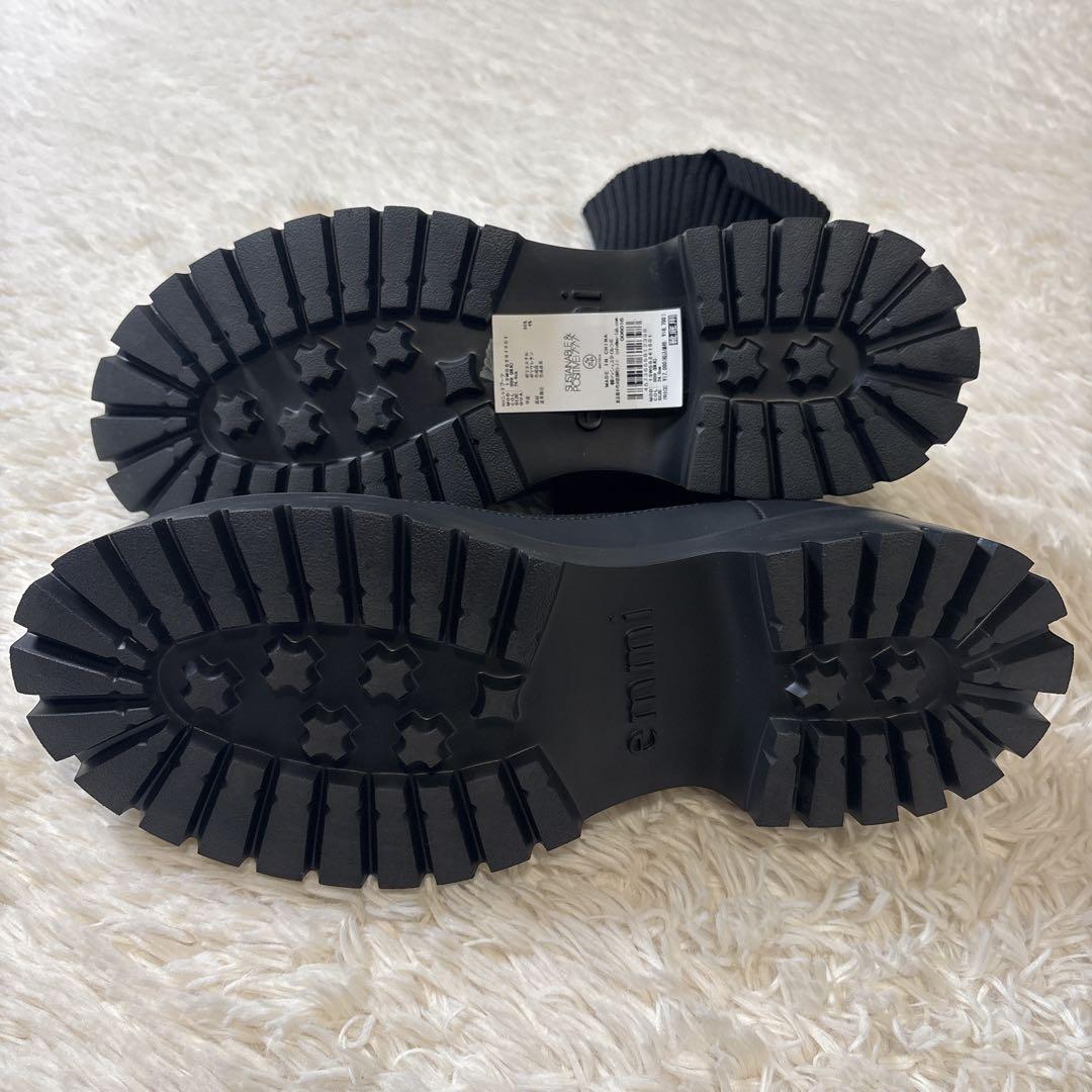 新品✨emmi eco ニットソックスブーツ ブラック 厚底 24cm