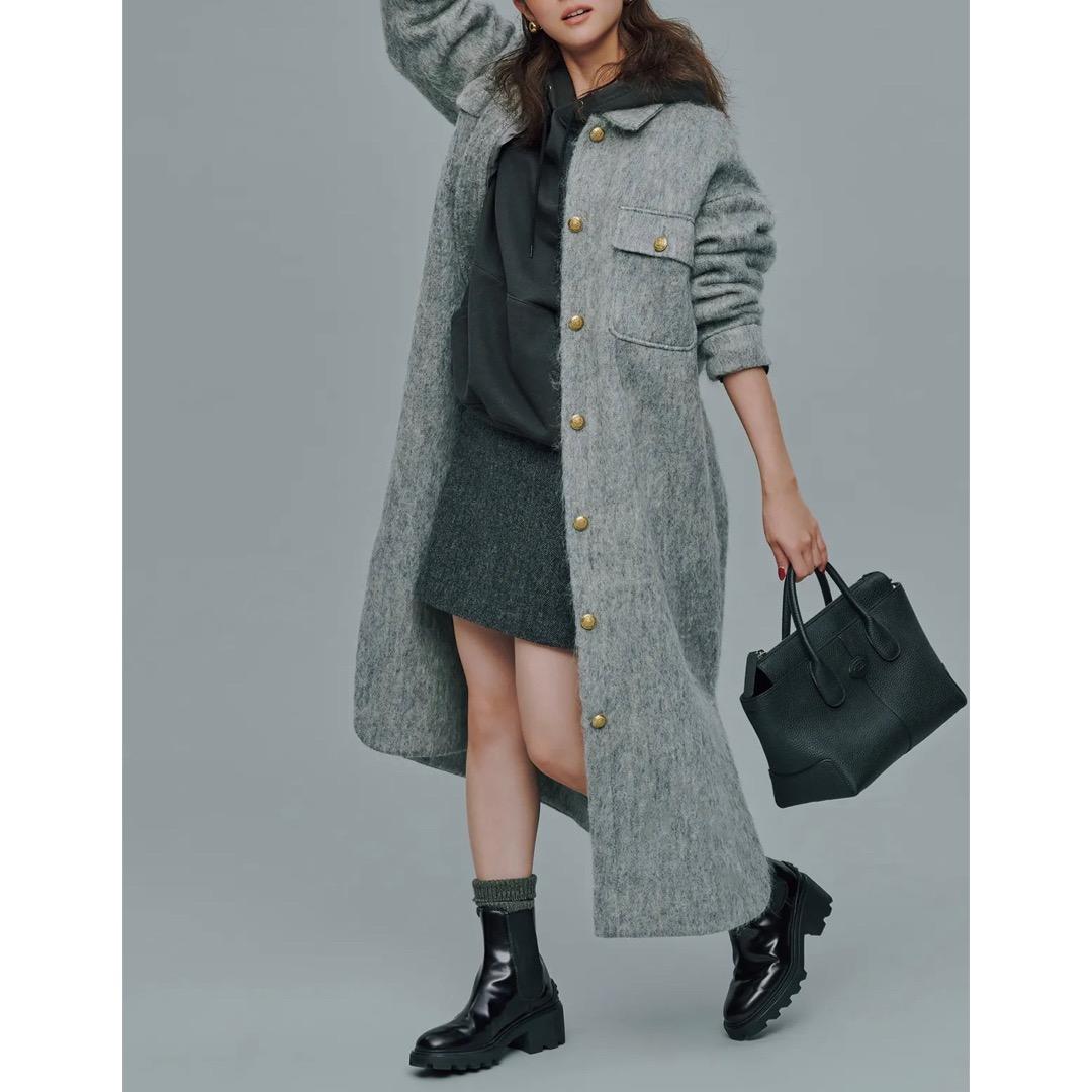 美品 THIRD MAGAZINE サードマガジン シャギーロングコート グレー