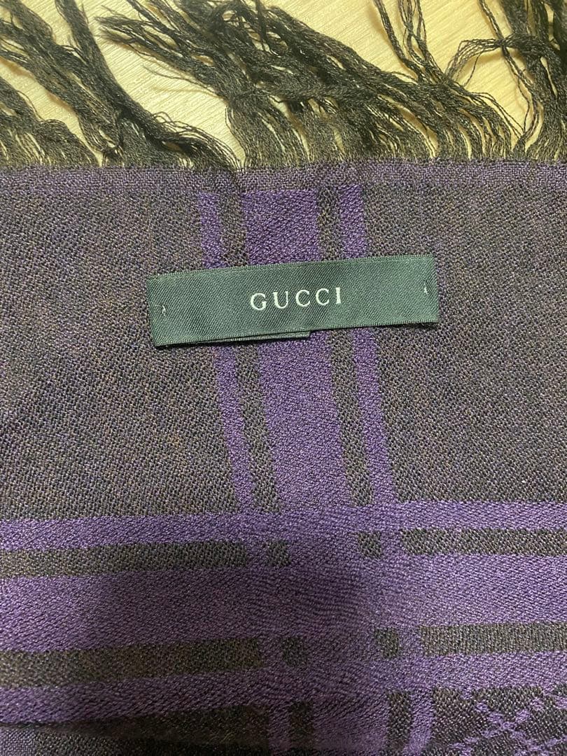 GUCCI 紫 チェック柄 ストール