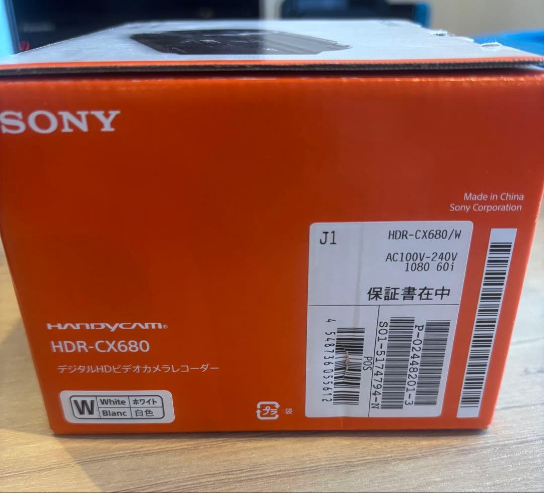 【開封のみ】SONY HDR-CX680 ビデオカメラ本体（ホワイト/23年製）