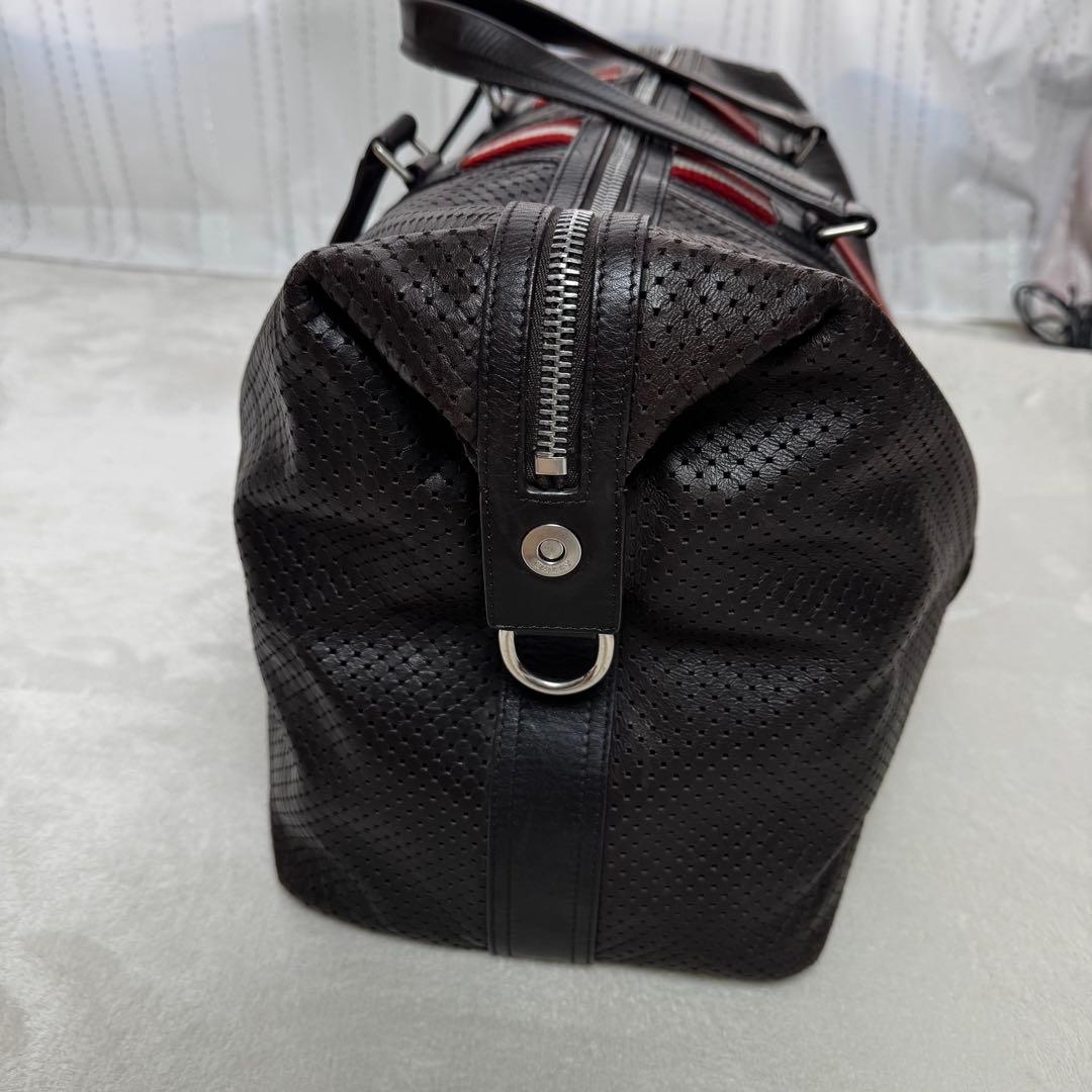 【美品】バリー ボストンバッグ 2way パンチング レザー ブラウン