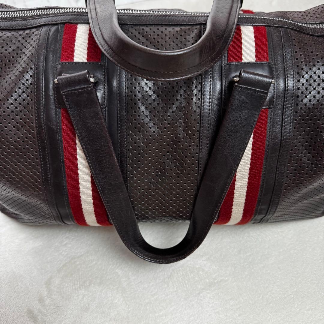 【美品】バリー ボストンバッグ 2way パンチング レザー ブラウン