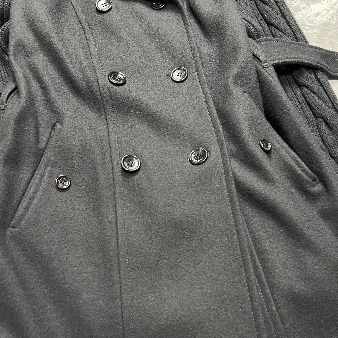 極美品♡3XL カシミヤ　バーバリーロンドン ニット切替 コート ベルト　黒