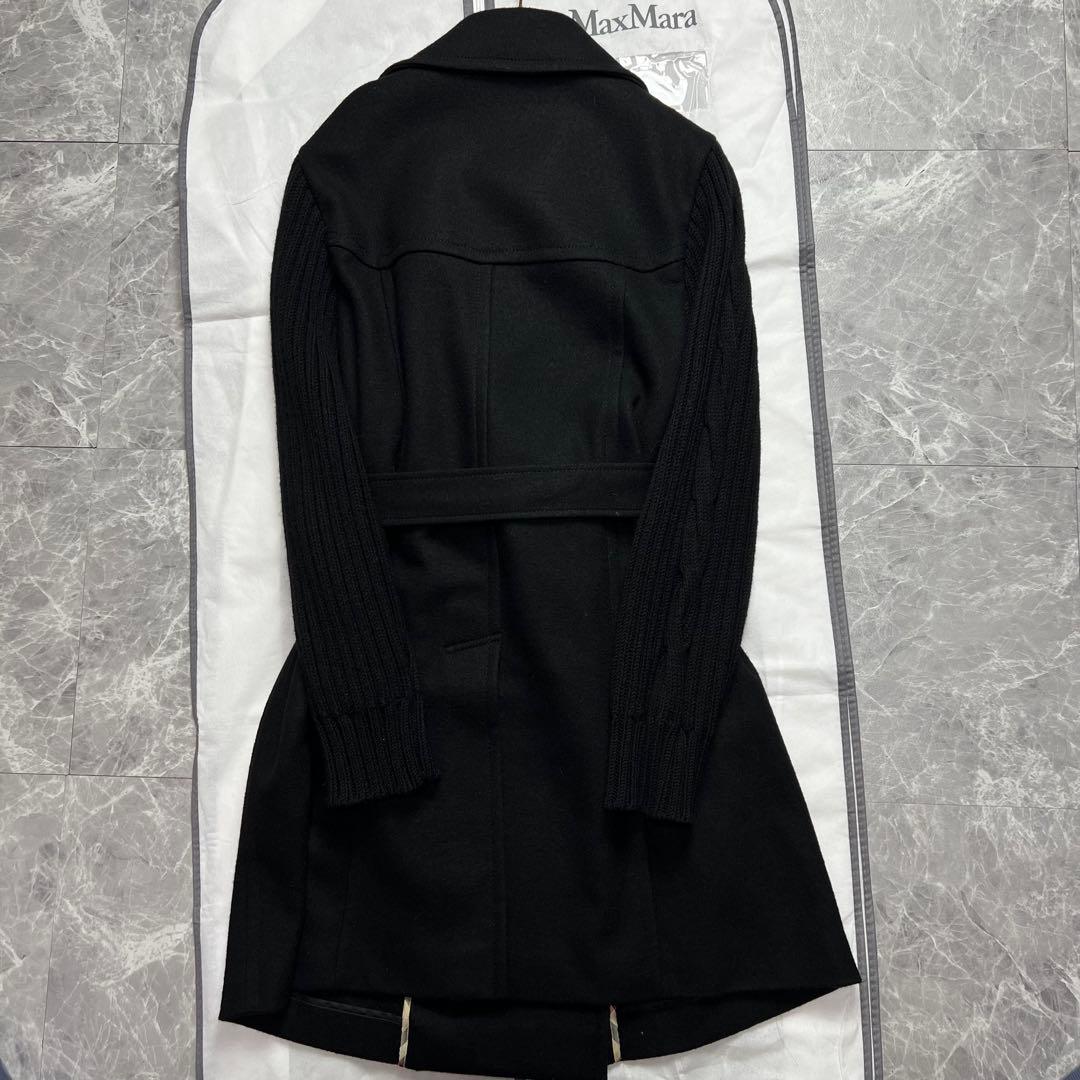 極美品♡3XL カシミヤ　バーバリーロンドン ニット切替 コート ベルト　黒