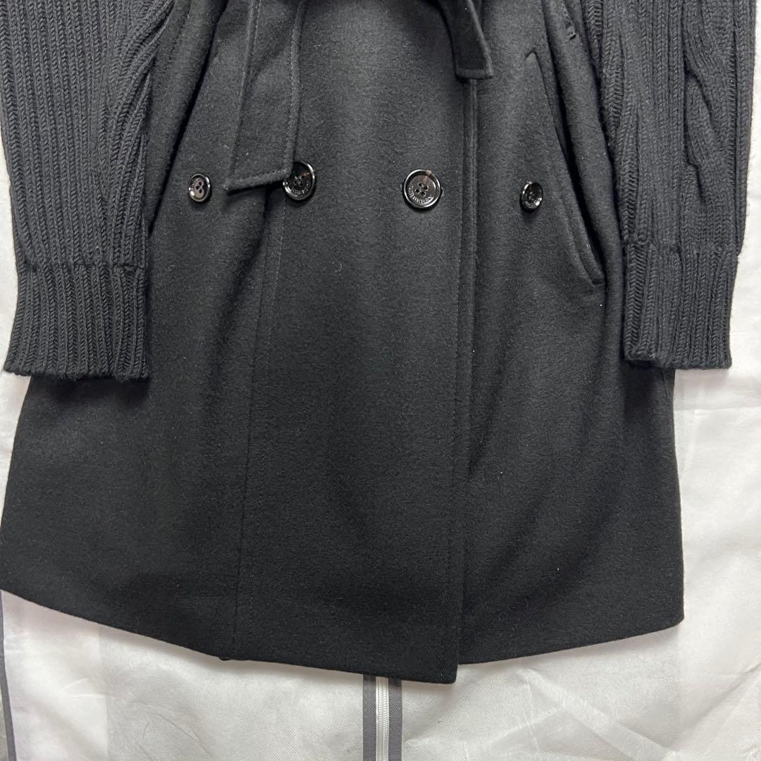 極美品♡3XL カシミヤ　バーバリーロンドン ニット切替 コート ベルト　黒