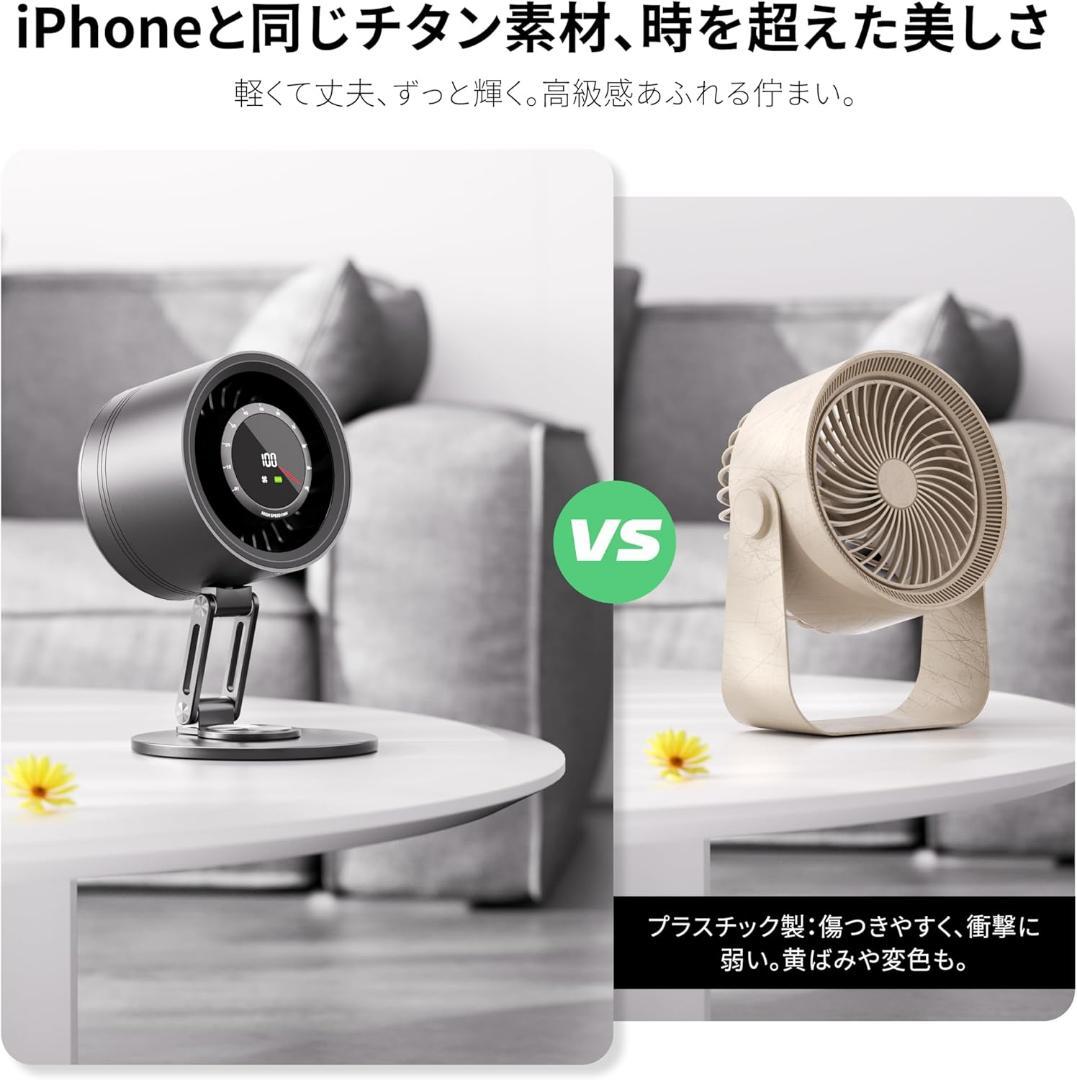 世界初⭐️チタン金属製 サーキュレーター DCモーター 卓上 扇風機 小型 静音