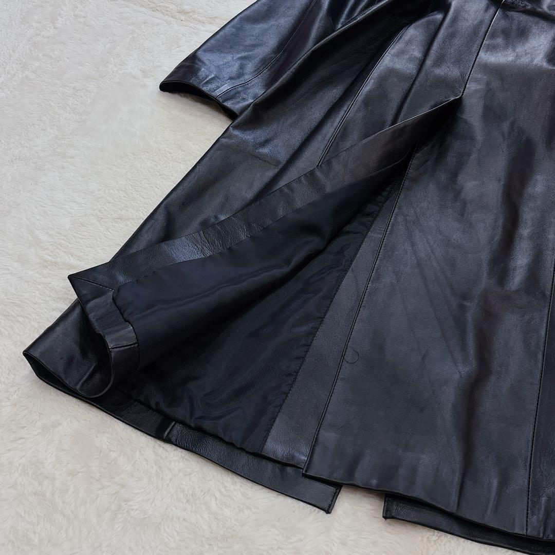 極美品✨ITALY MODE レザー ロングコート 黒　ベルト付き　本革