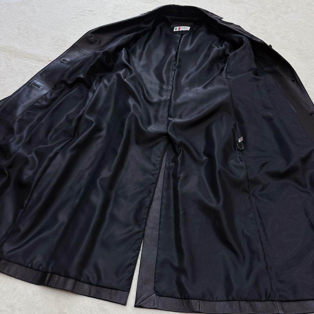 極美品✨ITALY MODE レザー ロングコート 黒　ベルト付き　本革