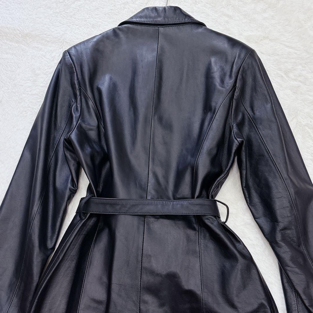 極美品✨ITALY MODE レザー ロングコート 黒　ベルト付き　本革
