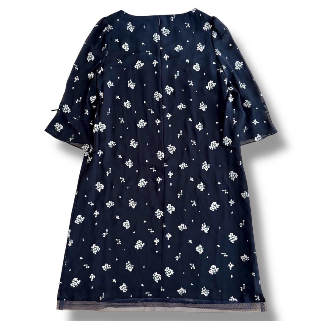 M'S GRACY エムズグレイシー 花柄 シフォン ワンピース ベルスリーブ