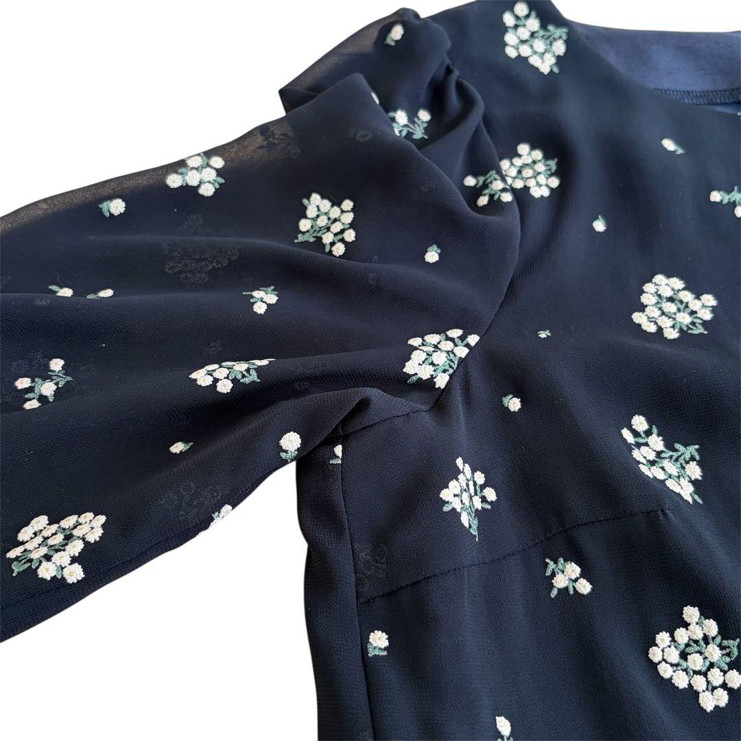 M'S GRACY エムズグレイシー 花柄 シフォン ワンピース ベルスリーブ