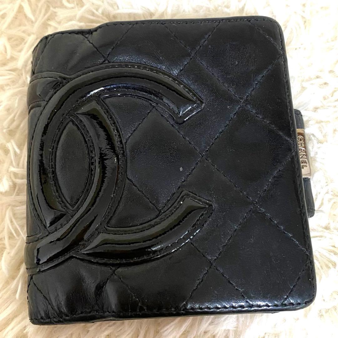 CHANEL キャビアスキン 二つ折り財布 ウォレット ラムスキン キルティング