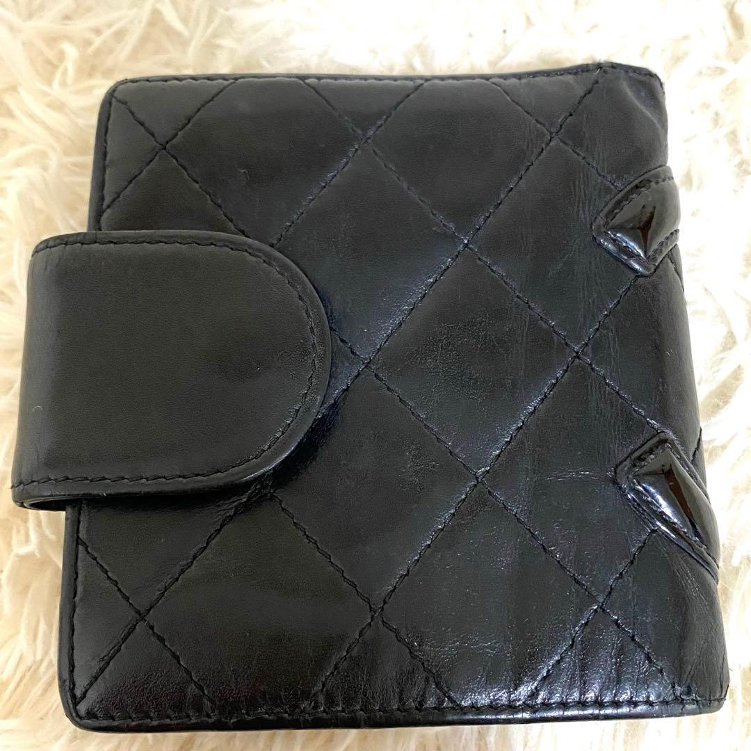 CHANEL キャビアスキン 二つ折り財布 ウォレット ラムスキン キルティング