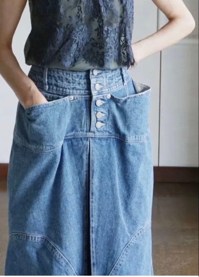 AKIRA NAKA アキラナカ　slide panel denim skirt