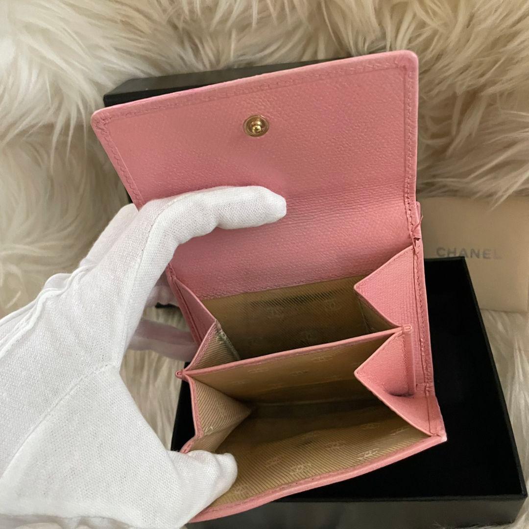 CHANEL シャネル 三つ折り ミニ 財布 ココボタン ピンク ココマーク
