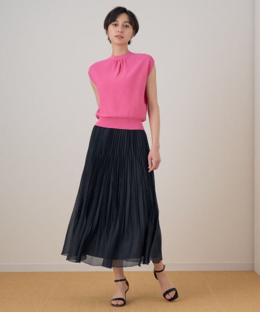 ☆新品タグ付☆ アナイ ANAYI スパンオーガンジープリーツスカート　黒