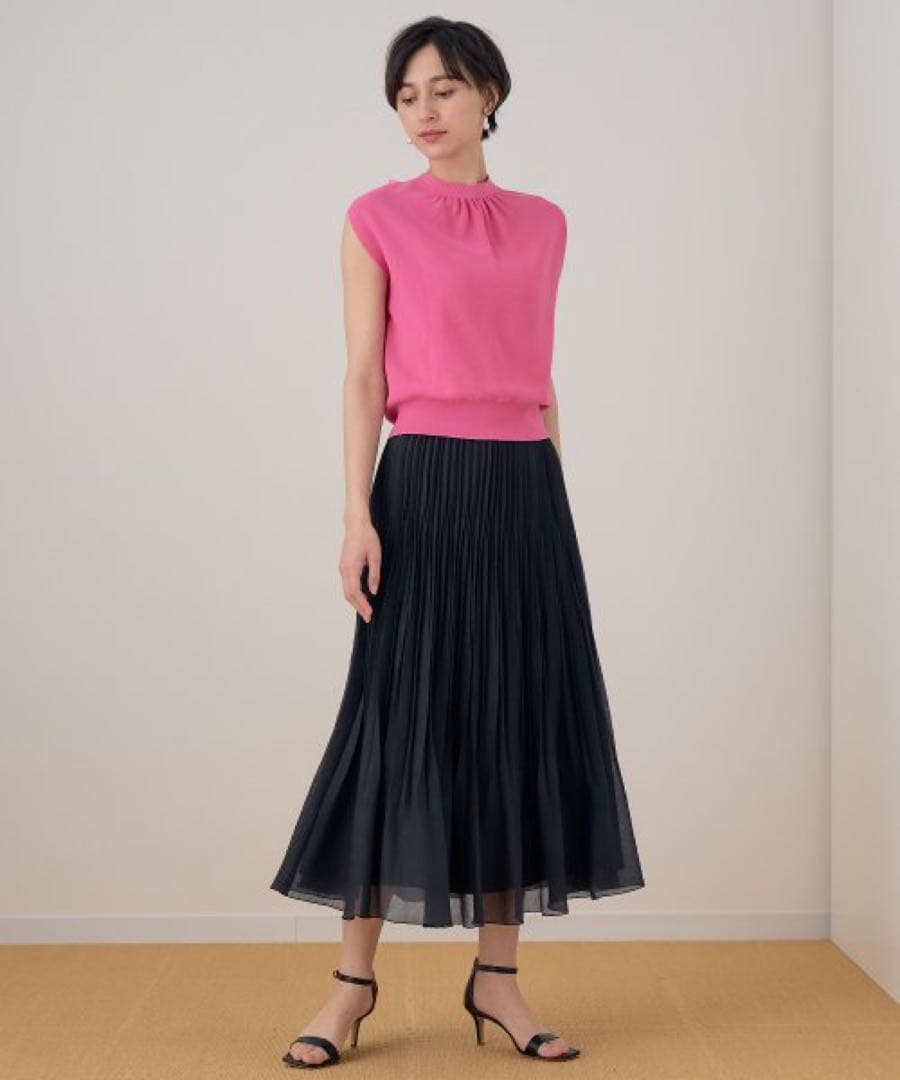 ☆新品タグ付☆ アナイ ANAYI スパンオーガンジープリーツスカート　黒