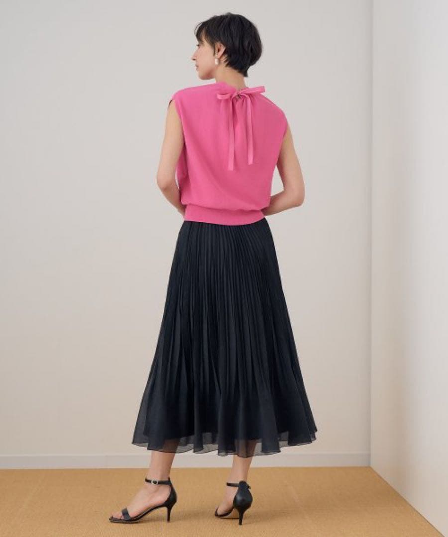 ☆新品タグ付☆ アナイ ANAYI スパンオーガンジープリーツスカート　黒