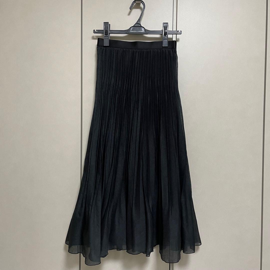 ☆新品タグ付☆ アナイ ANAYI スパンオーガンジープリーツスカート　黒