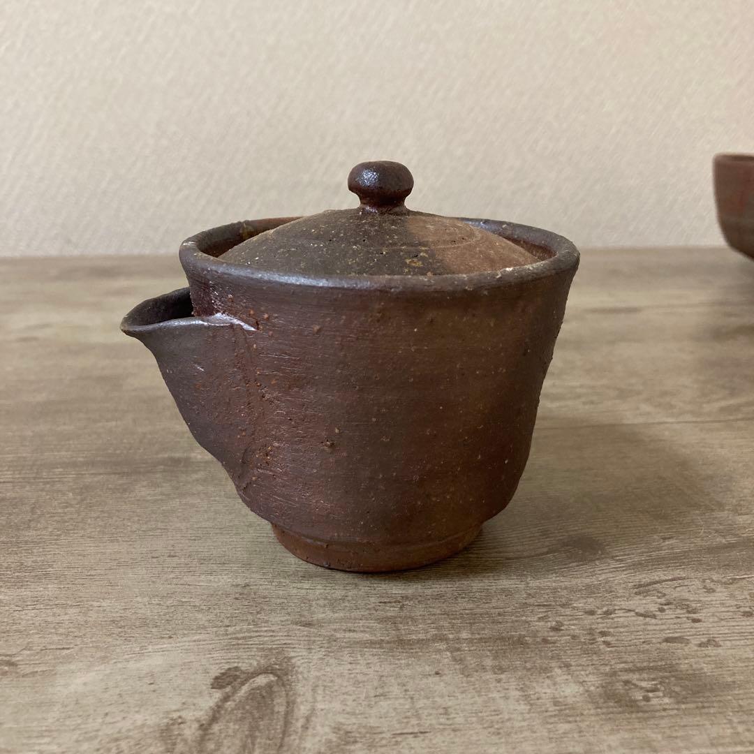 備前焼　茶器揃え　宝瓶　湯冷まし　茶碗　作家物　在銘