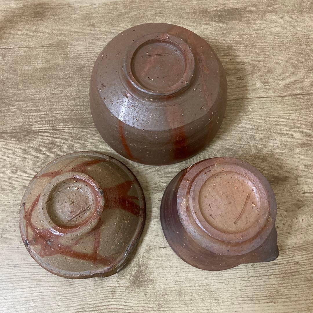 備前焼　茶器揃え　宝瓶　湯冷まし　茶碗　作家物　在銘