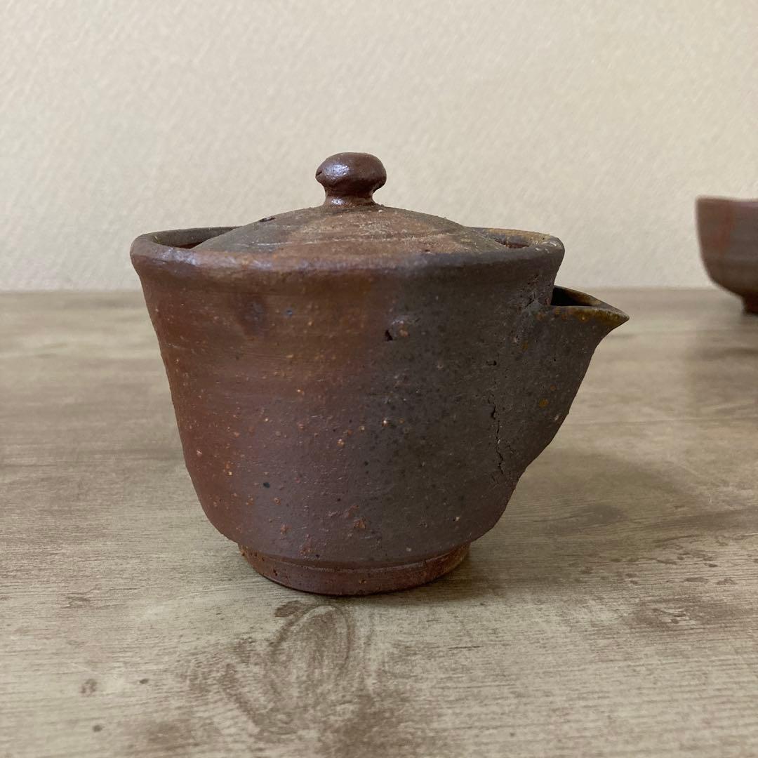 備前焼　茶器揃え　宝瓶　湯冷まし　茶碗　作家物　在銘