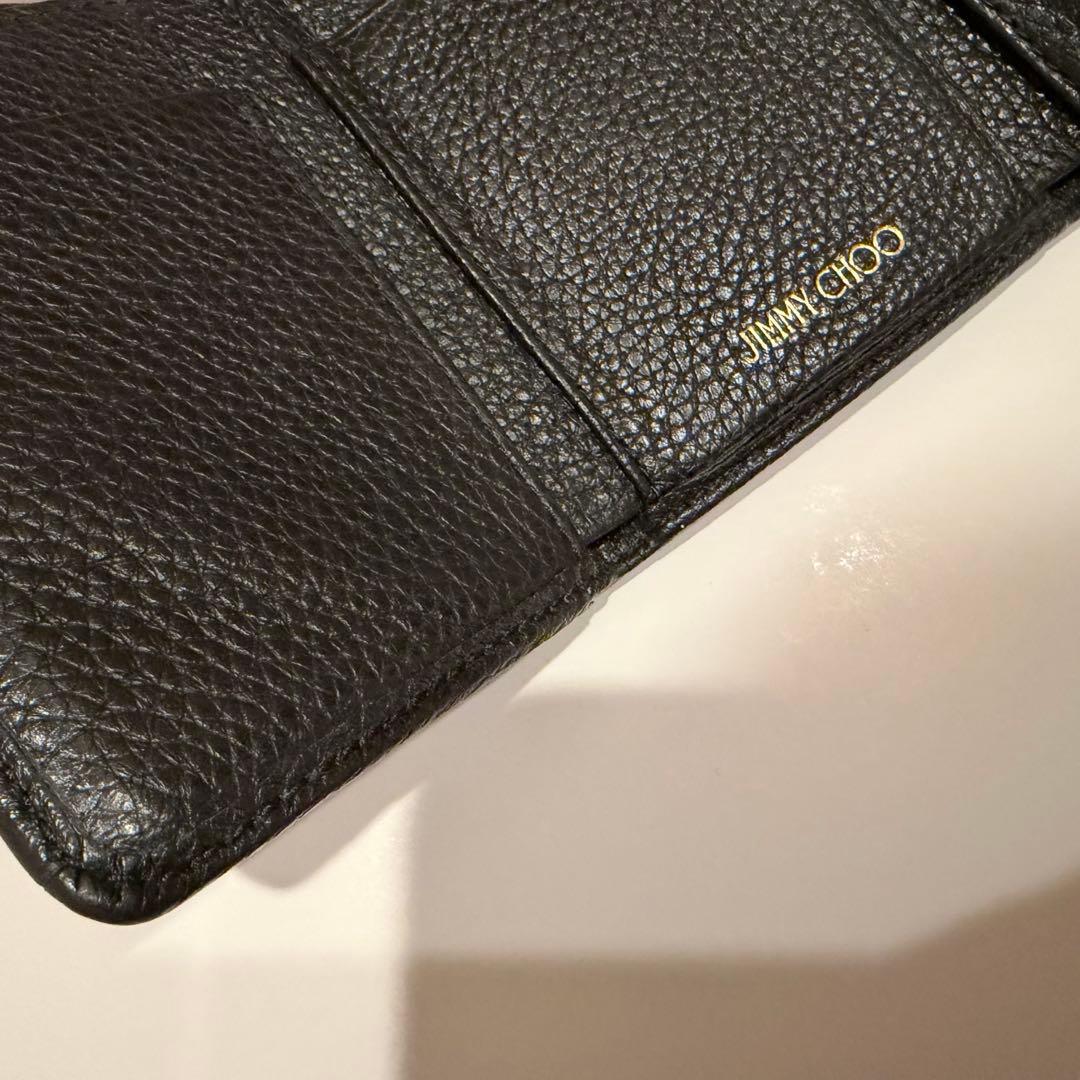 【K】【美品】JIMMY CHOO_ジミーチュウ　ブラック 三つ折り財布