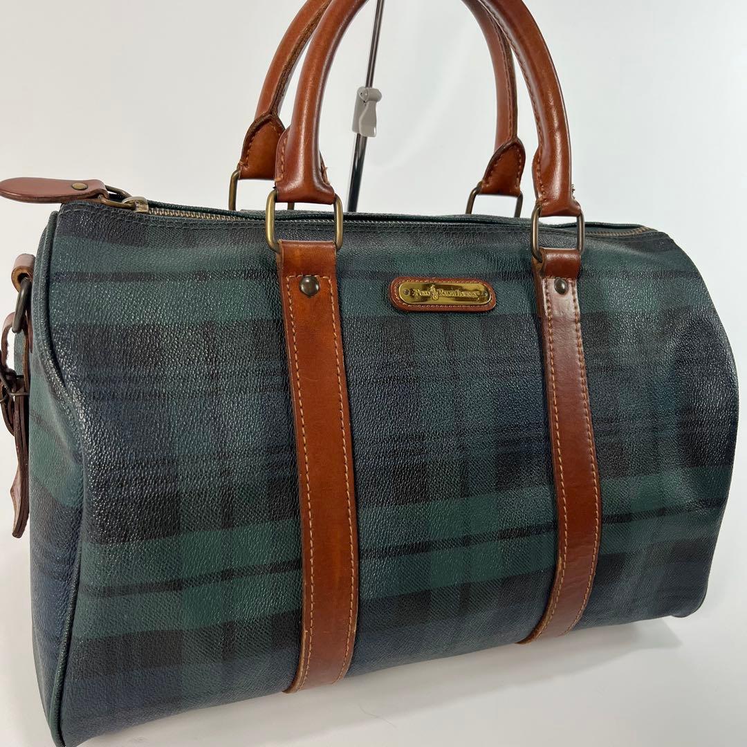 POLO RALPH LAUREN ボストンバッグ　チェック柄　PVC レザー
