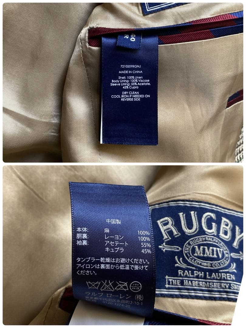 RUGBY ラルフローレン リネン100 ツイード テーラードジャケット 40R