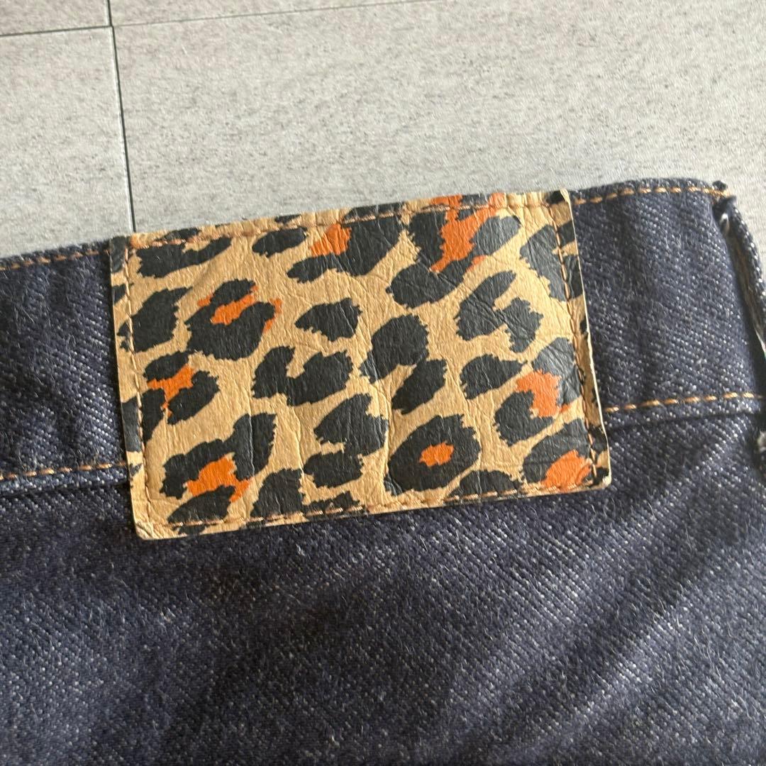 Whim Gazette ウィムガゼット ワイドデニムパンツ レオパード タック