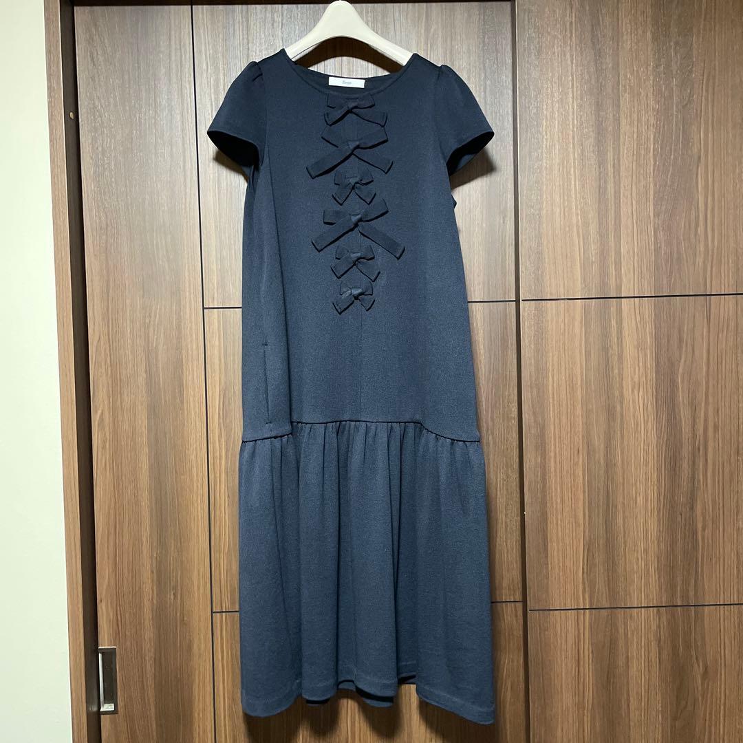 [新品未使用]　ルネ　ニット　リボン　ワンピース　ネイビー